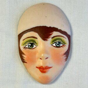 Vintage 1992 Maria Fortier Brooch Lapel Pin Art Deco Flapper Girl ~ 2"